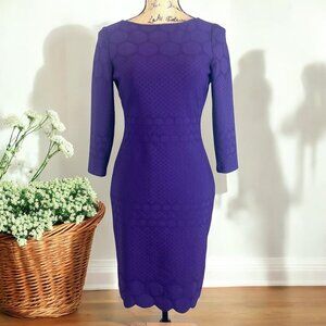 Julia Jordan Purple Textured 3/4 Sleeve Sheath Dress Womens Size‎ 2